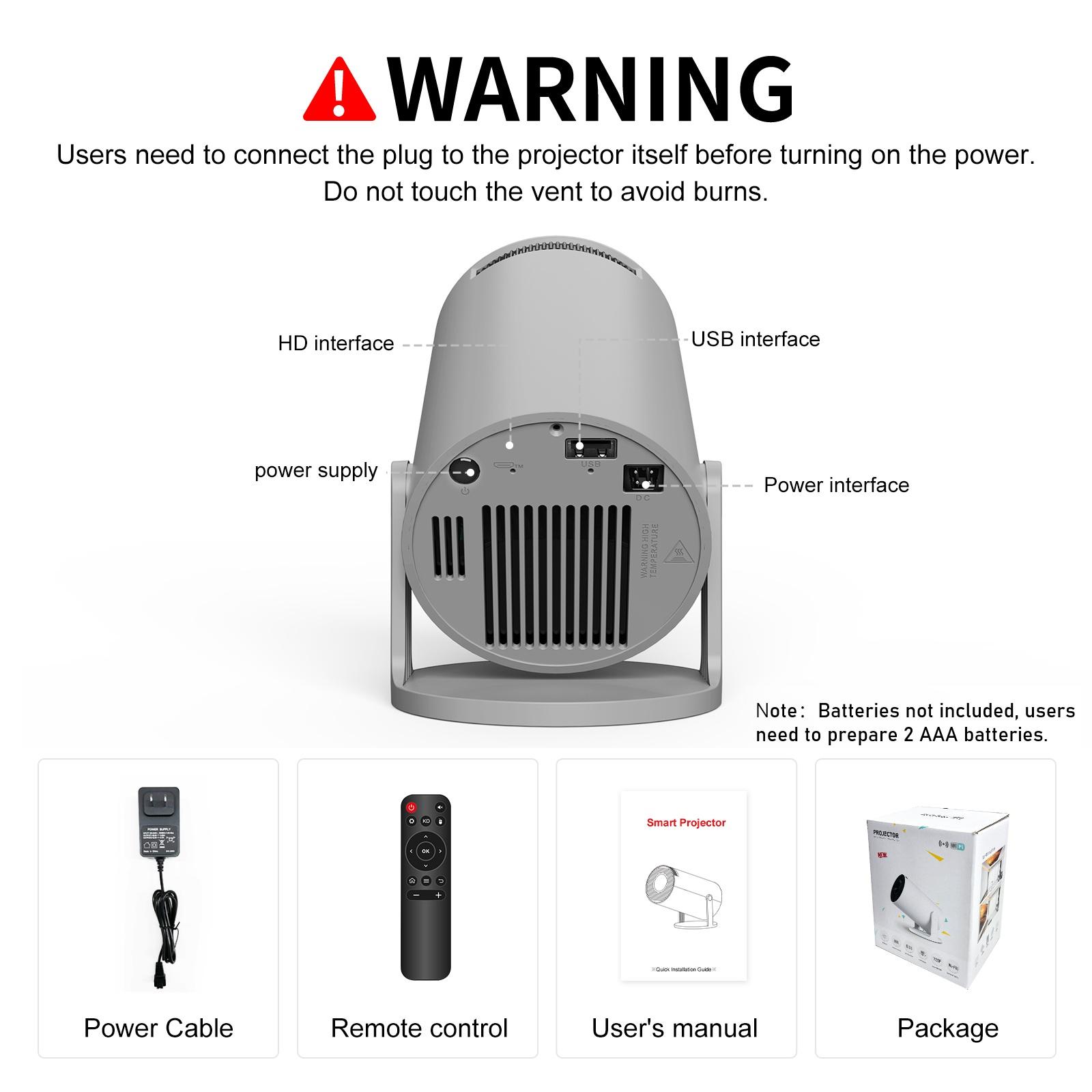 Magcubic Projector Android 14 Hy300pro, Dual Wifi6, 290 Ansi Brightness, 1280x720p Resolution, Home & Outdoor Use, Table Mount