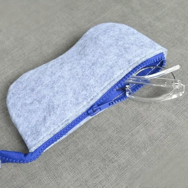 1pc Soft Felt Eyeglasses Bag Portable and Durable Anti-scratch Zipper Closure Sunglasses Sunglasses Storage Bag