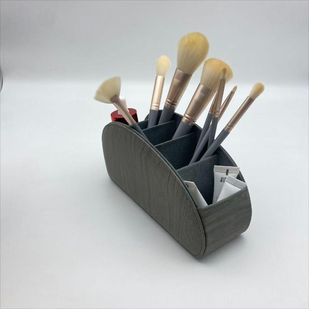 5-Compartment PU Leather Remote Control Holder - Luxury Desk Organizer for TV, Media Players & Office Supplies