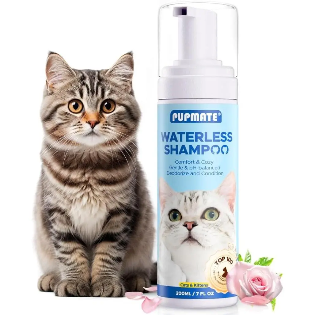 Cat Waterless Shampoo No Rinse Formula for Quick Clean Between Baths Hypoallergenic Detangling Reduce Itchy Skin Shedding Odor Control Vet-Recommended for Kittens Senior Cats