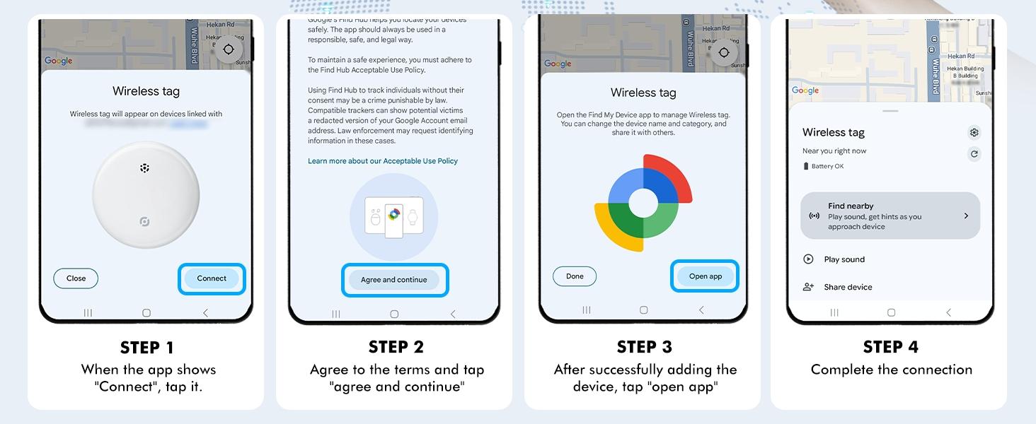Android tracker tag, Google certified smart tracker, with silicone shell, Wireless Tag, can be used with Google Find hub, can store keys, luggage, backpacks, pets, IP67 waterproof and replaceable battery (Android only)