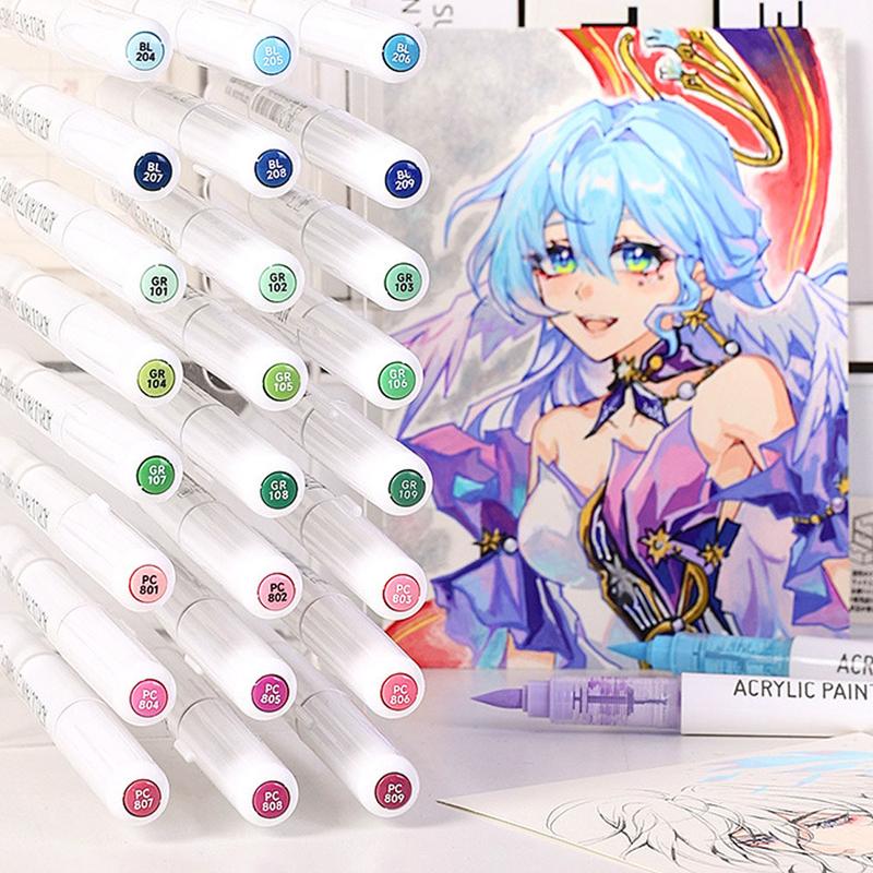 Gradient Color Marker Pen, 9 Counts/set Liquid Acrylic Marker Pen, Student Colored Graffiti Painting Coloring Pen, Art Supplies