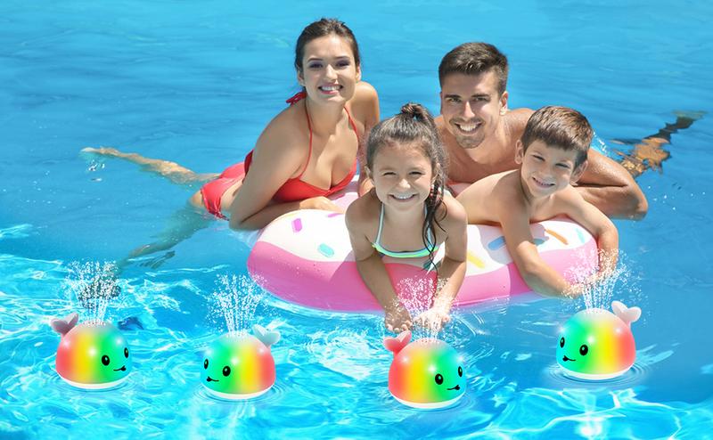 Whale Pool Toy, Rechargeable Pool Fountain Toy , Water Spray Toy with Light for Kids, Water Toy, Waterproof Swimming Toys Sprinkler for Kids, Birthday Christmas Halloween Gifts