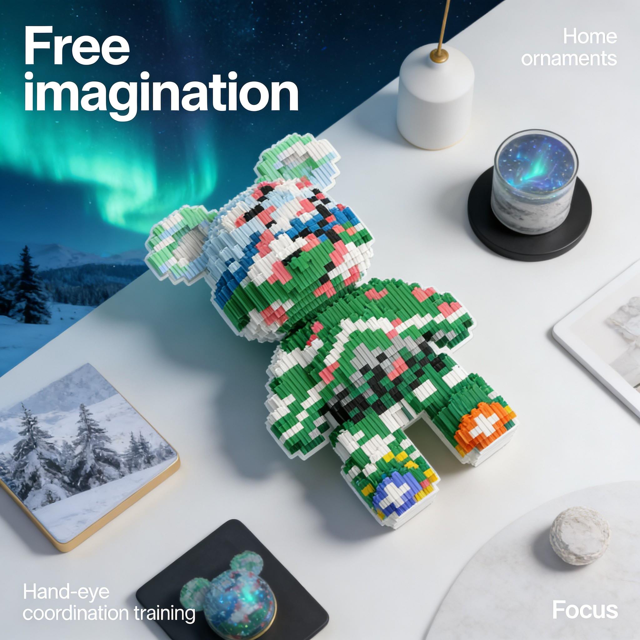 Bear Pattern Creative Building Blocks Model, 1451pcs, Original Authentic, New 2026 Size, Gift Idea, DIY Craft, Home Decor