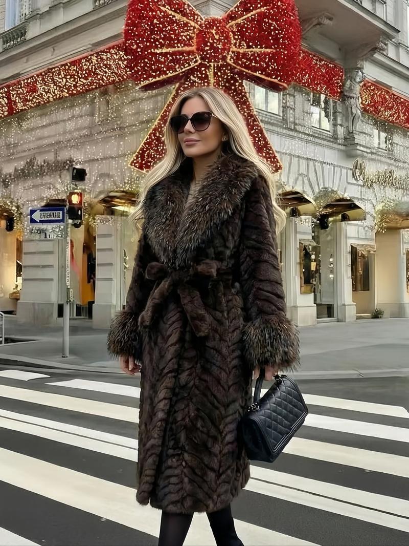 Women's Faux Fur Coat, Winter Fashionable Long Sleeve Jacket, Casual Daily Wear Outerwear, Warm & Stylish Design