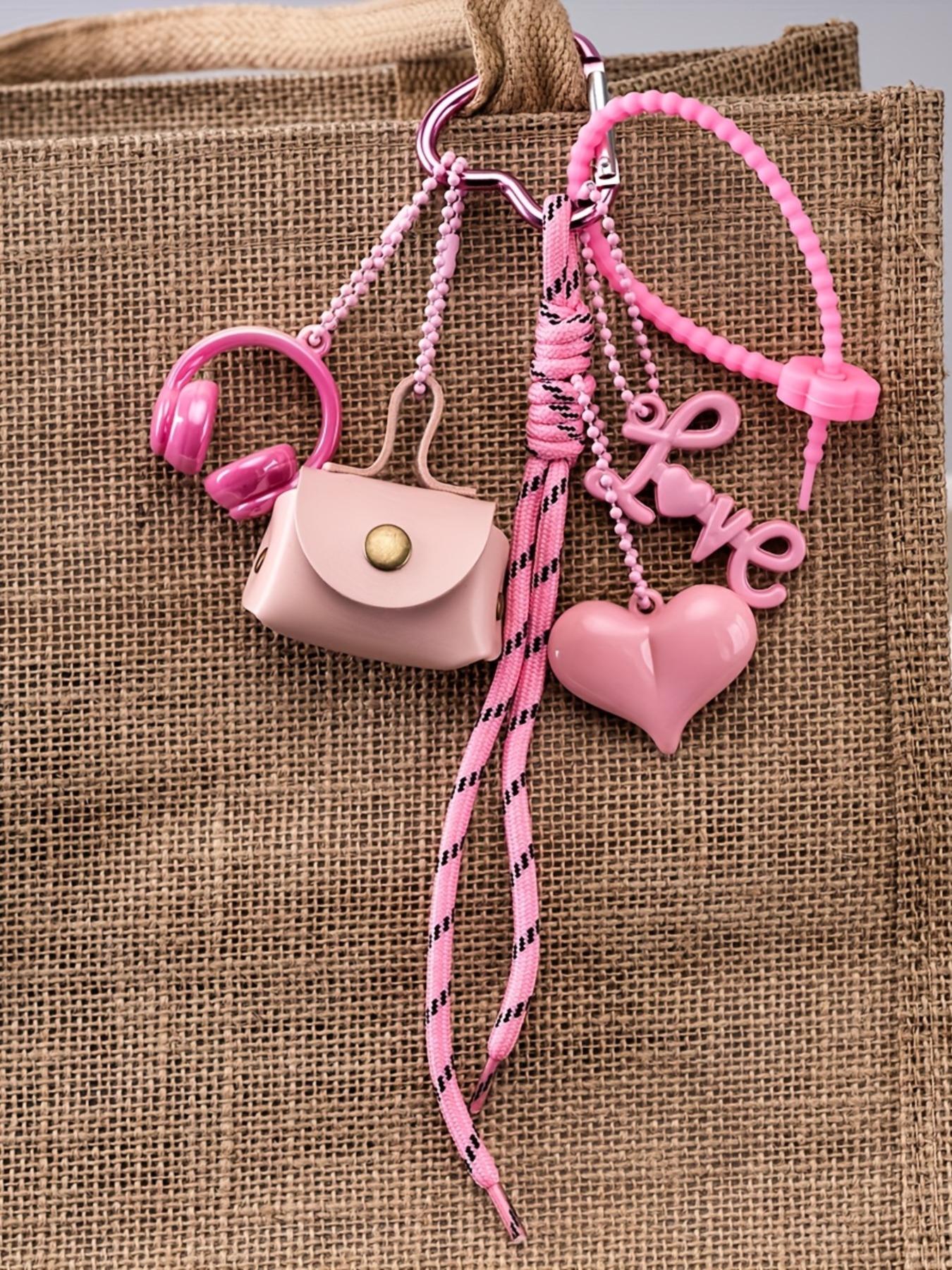 Women's Cartoon-Themed 3D Headphone & Leopard Purse Charm Keychain, Gift, Headphone Pendant Accessory for Keys, Bags & Backpacks, Charm for Purse, Bag Decoration, Decorative Keychain Lanyard