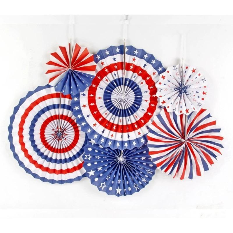 6pcs/set Background Wall Decoration Paper Fan Flowers, Store Opening Backdrop, Birthday Party Decorations, Independence Day Festival Hangings