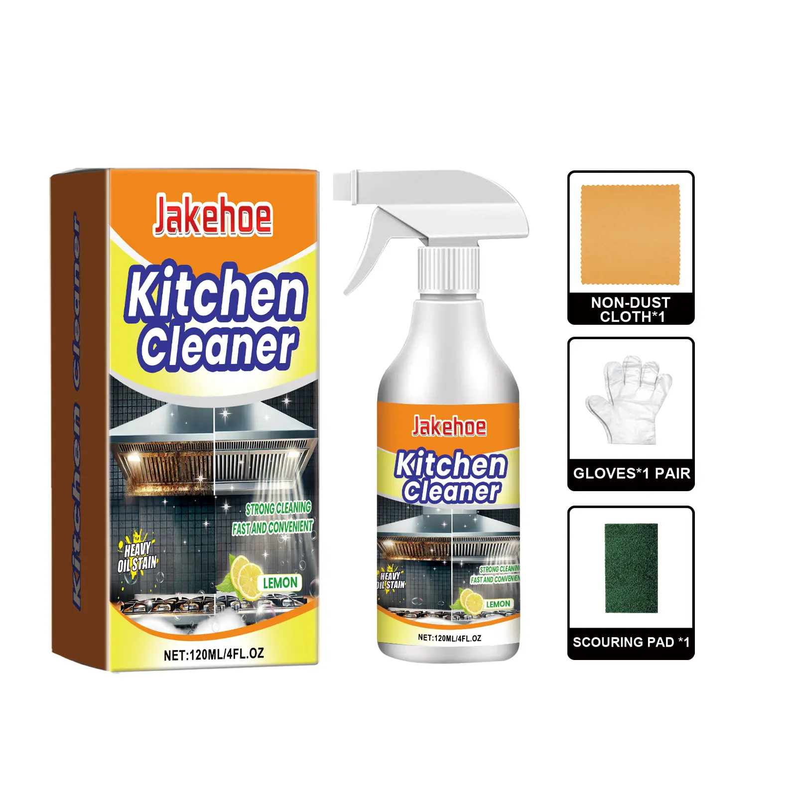 50ml Household Anti-Bacterial All-Purpose Spray Oil Stain Cleaner - Fast-Action Alcohol-Free Grease Clean Plastic Bottle Degreaser, Deep-Penetrating for Kitchen Range Hoods, Stoves, Water-Safe Surfaces