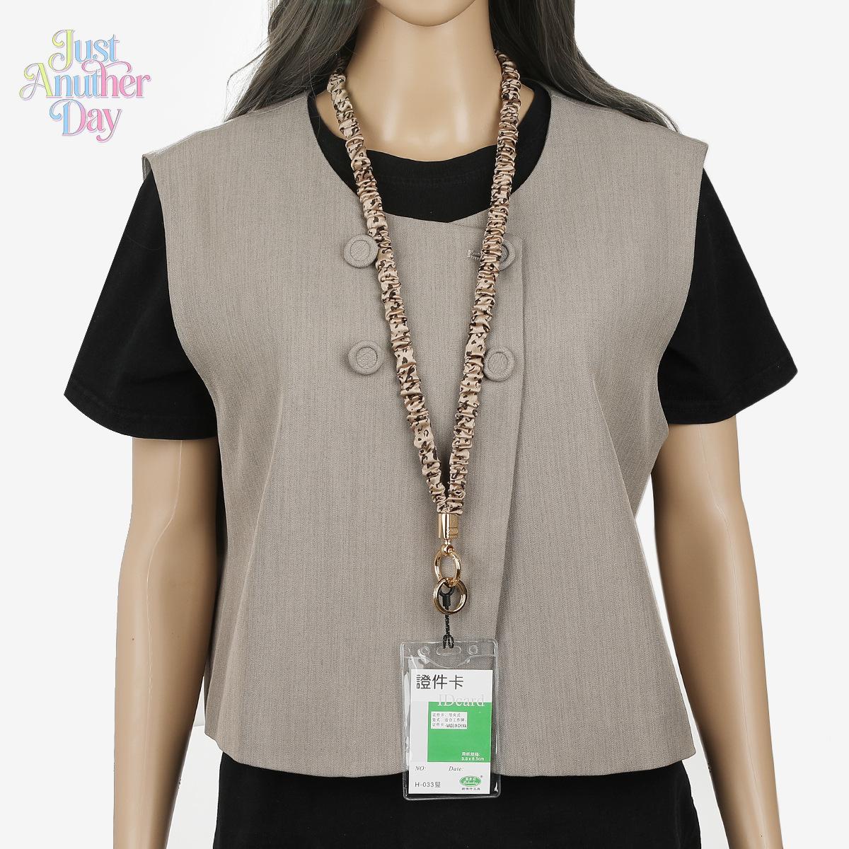 New Scrunchie Style Elastic Lanyard, stretchy pleated fabric strap with gold-tone hardware, multi-functional for ID badges, keys, and phones, available in trendy prints and solid colors, soft, comfortable, and durable for everyday use, Accessories, Mobile