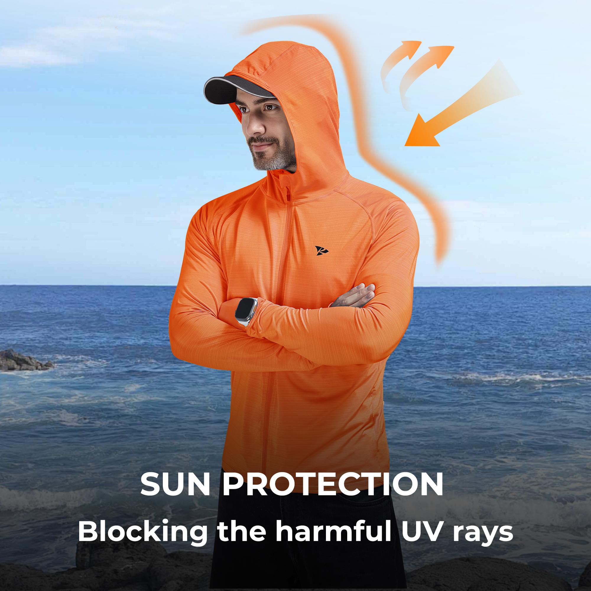 【RODEEL】930 Full Zip Sun Hoodie Shirts w/ Thumbhole Men UPF 50+ UV Protection Long Sleeve Lightweight Quick Dry Moisture Wicking Breathable Cooling Athletic Activewear for Outdoor Sports Hiking Camping Fishing Construction, Holiday Gift