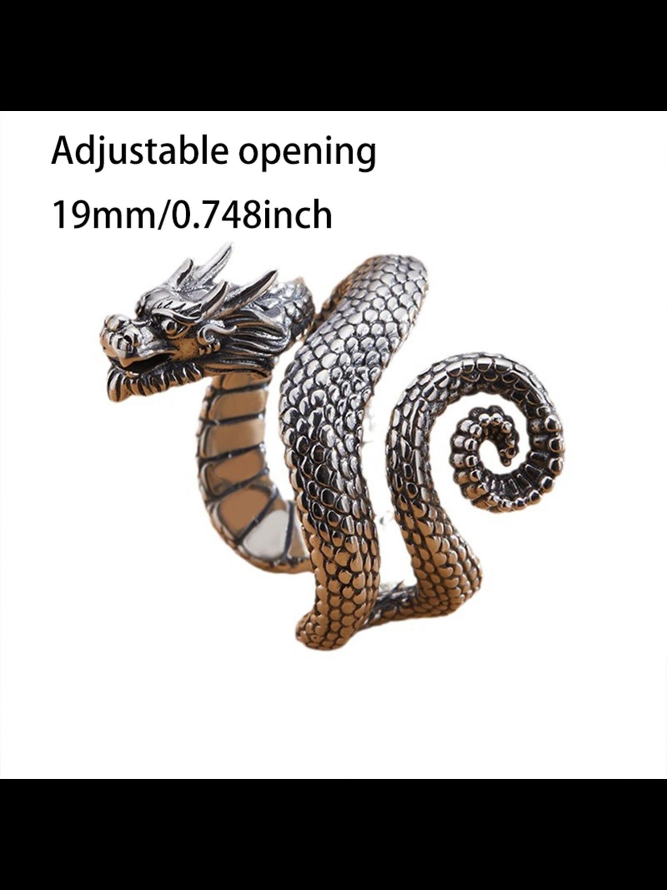 Dragon Year New Index Ring, Unique Personality Fashion Vintage Antique Style, Ethnic Pattern Copper Chain, All Seasons Casual Jewelry