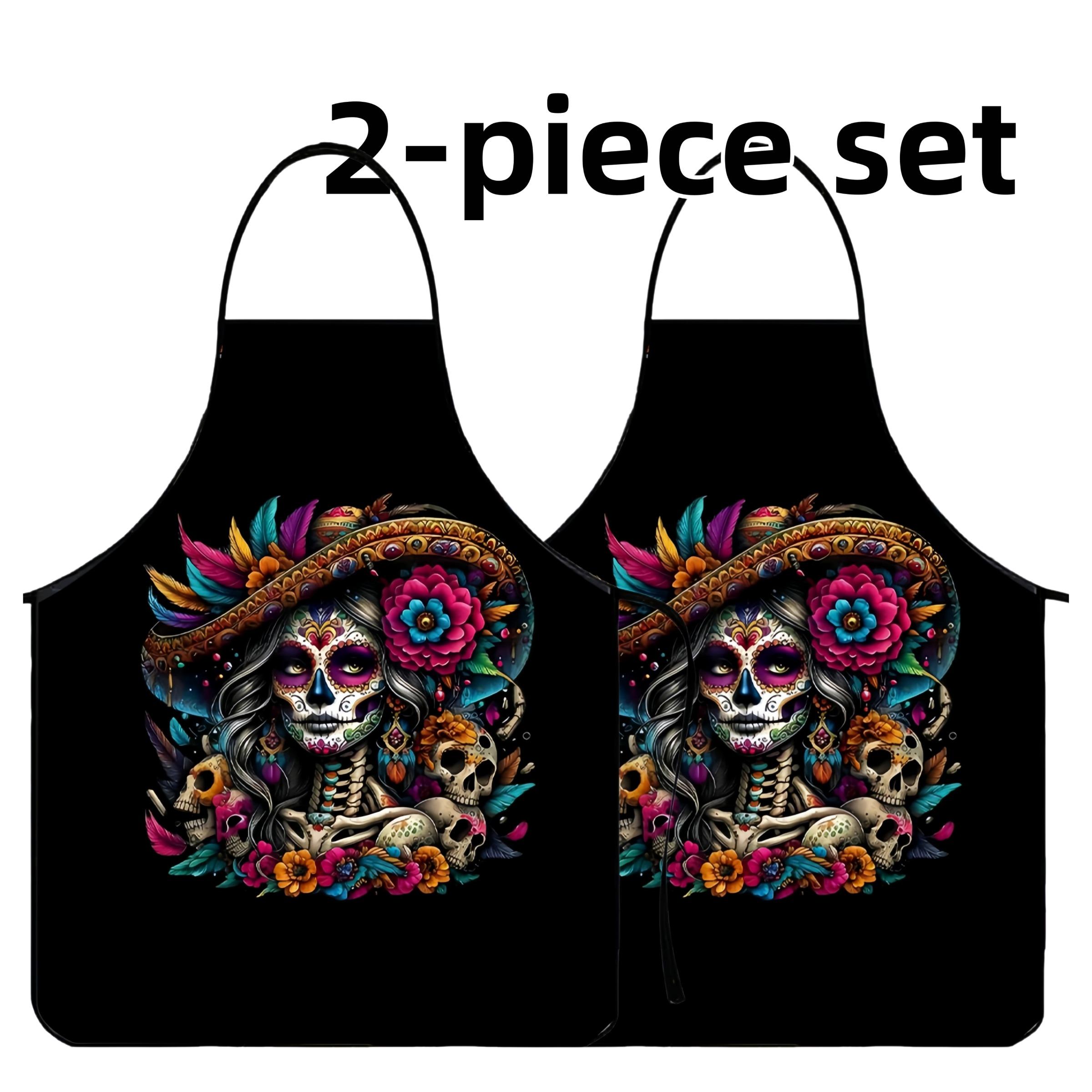 African Queen Pattern Apron, 2 Counts Polyester  Kitchen Apron for Cooking, Summer Spanish Apron for Men&Women,Nails Design Tool,Mother's Day Gift, Kitchen&Cleaning Essential,Cleaning Tool,World Cup