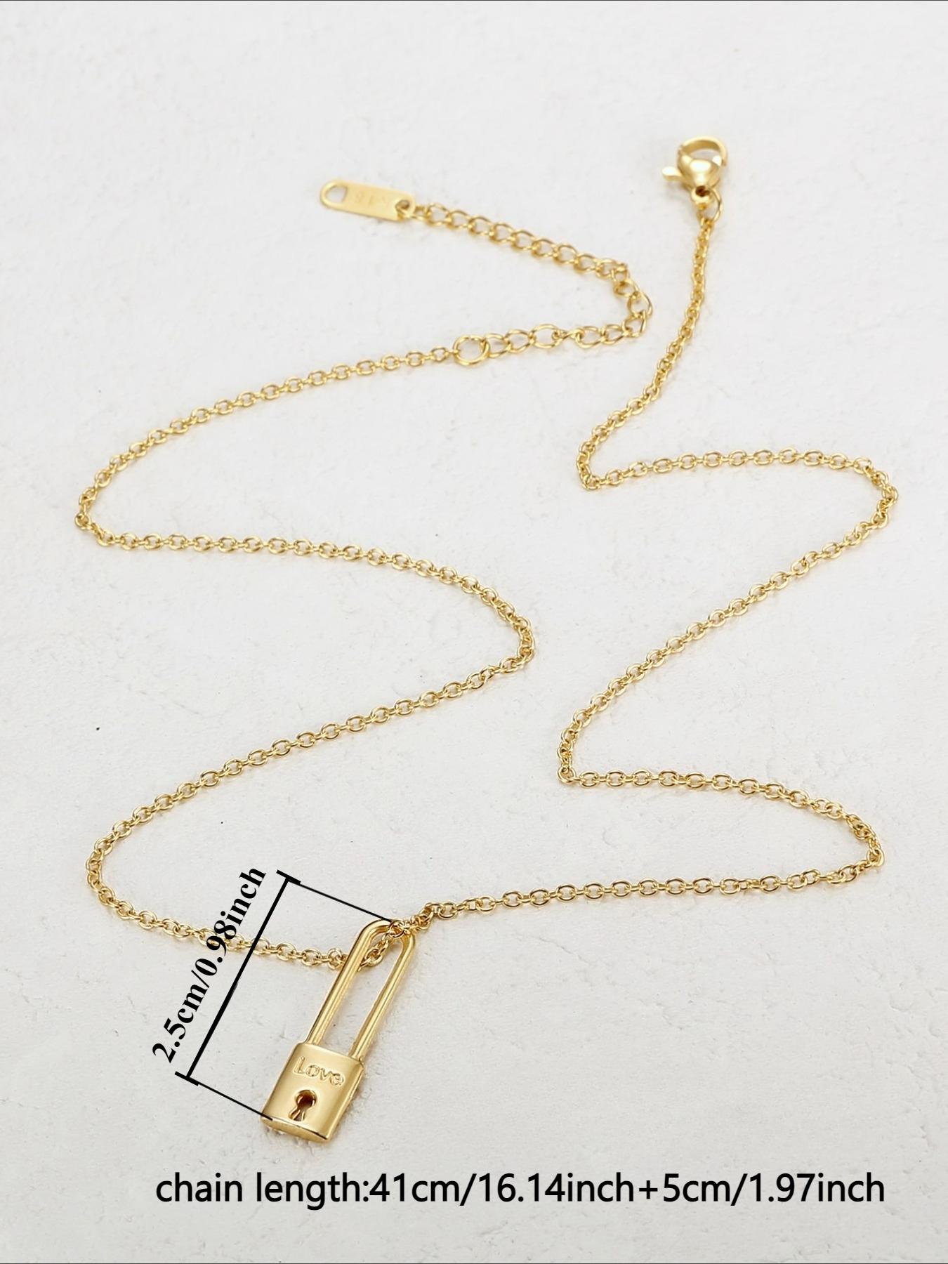 Creative LOVE Long Lock Pendant Necklace, Personalized Stainless Steel Necklace, Versatile Daily Accessory