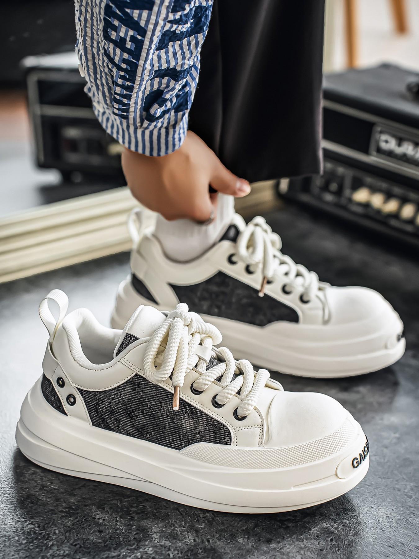 Men's Thick Sole Open Toe Derby Shoes, Casual Sports Sneakers, Student Board Shoes, Trendy Men's Footwear, Comfortable and Stylish