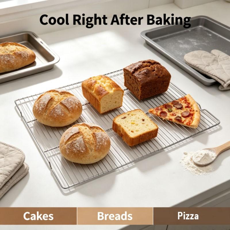 Two-Piece Thick Stainless Steel Baking Cooling Rack, Holiday Cookie Cake Turkey Rack, Christmas Thanksgiving Easter Baking Tool, Oven Grill Dual-Use Commercial Home Multifunctional Storage Rack, Bakeware