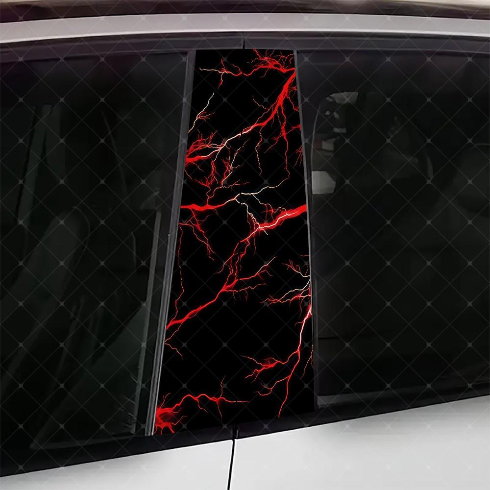 2pc Lightning Vinyl Sticker, Car B Pillar Protection Decal, Easy Peel ...