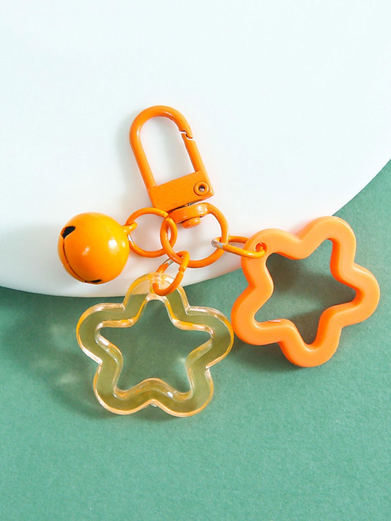 Colorful Hollow Five-Point Star Bell Keychain, 3D Design, Sound Effect, Perfect for Backpacks/luggage, Great for Photoshoots