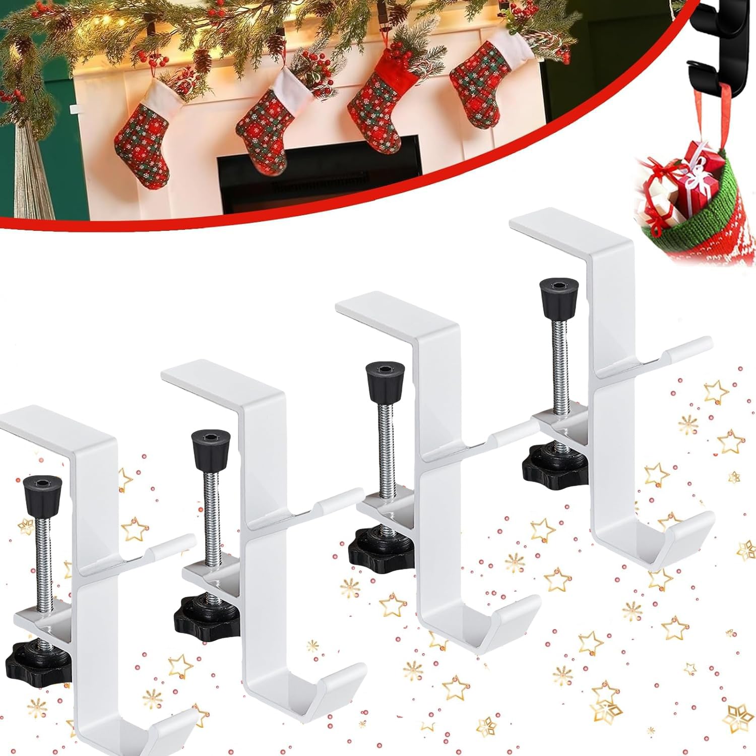 Adjustable Desk Edge Hooks Set of 4, Storage Solution, Portable Headphone Holder, Christmas Decorations Hanger, Backpack Hook, Space Saving Organizer