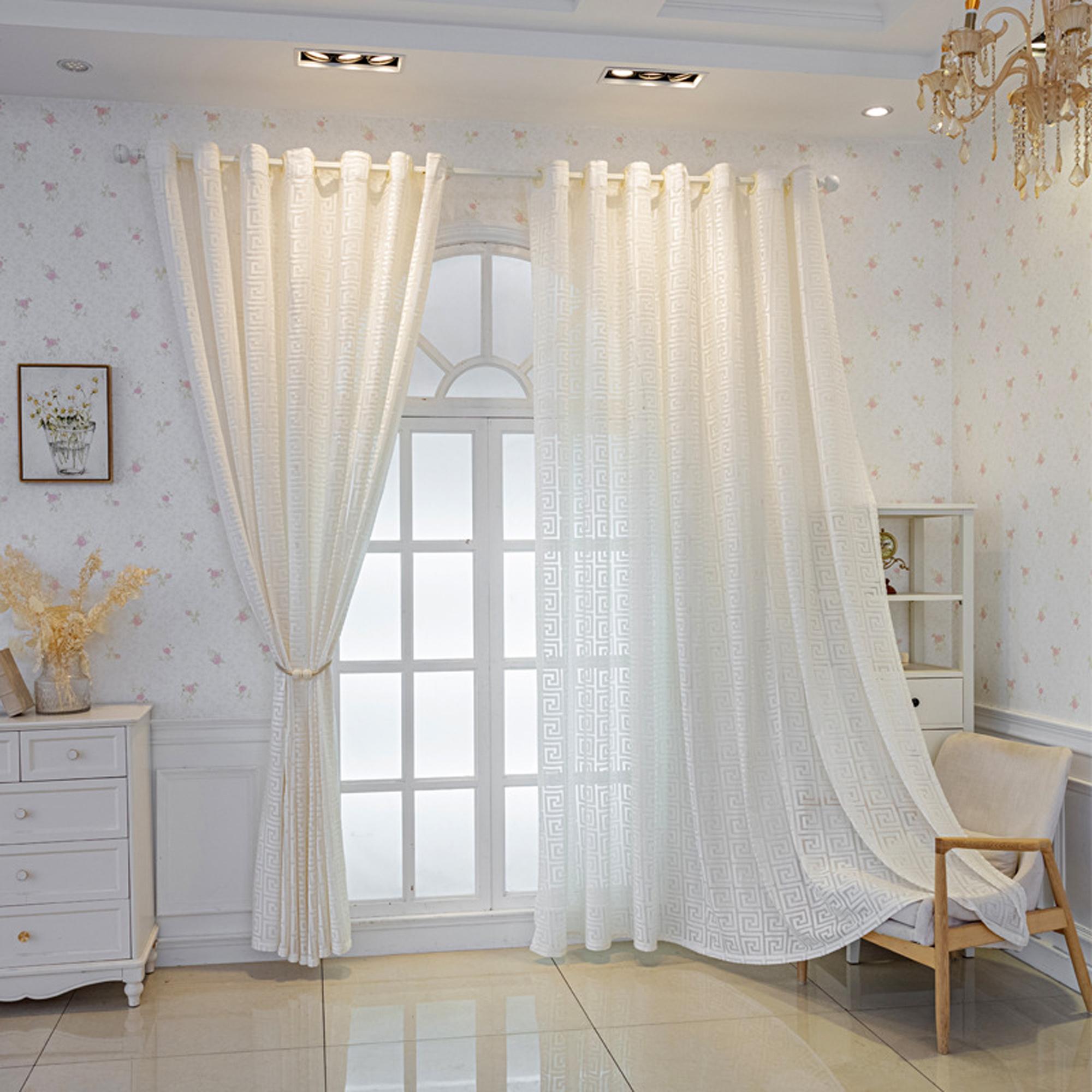 Luxury European Modern Embroidered Velvet Curtain, Semi-Transparent Drapes for Living Room Bedroom, Light Blocking, Decorative Privacy Protection