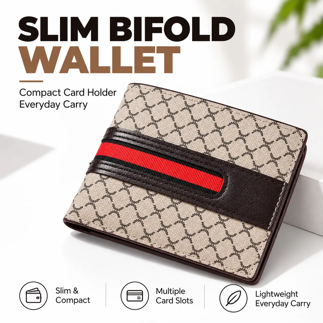 Men's Ultra-Thin Bifold Wallet, Stylish Leather Card Holder with Multiple Credit Card Compartments and Secure Zippered Coin Pocket, Compact Everyday Carry Accessory for Work, Business Meetings, Daily Commuting, Travel, Special Occasions & Gifts for Boyfri