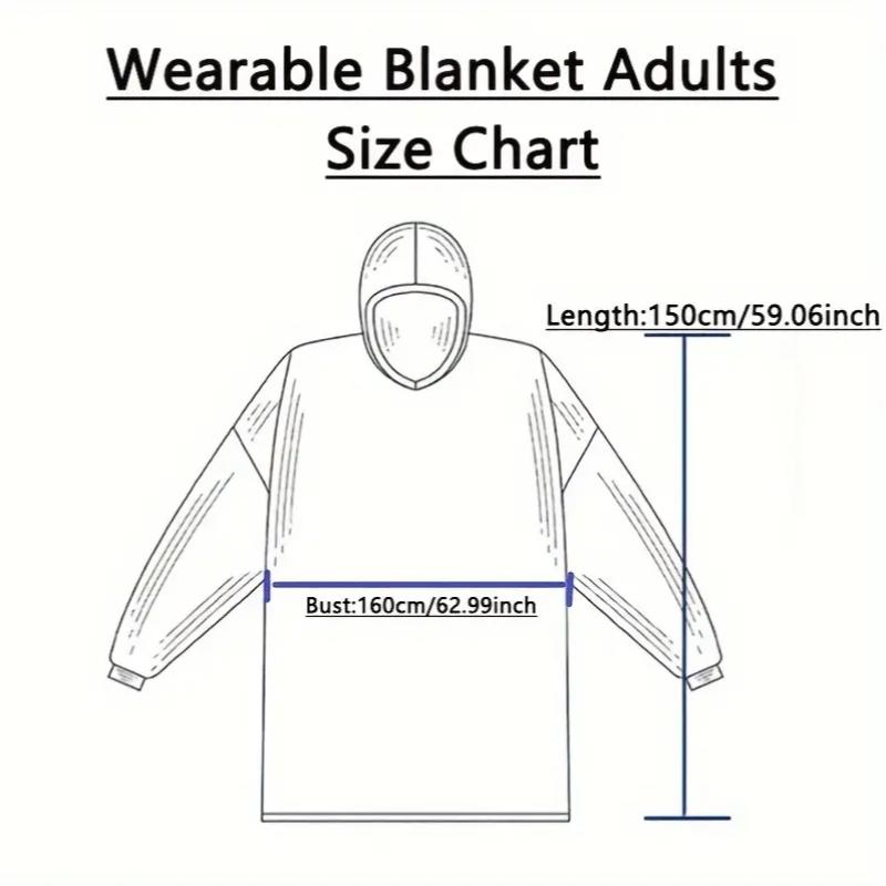 Adult Large Hooded Wearable Blanket, Fleece Blanket Throw, Ultra-Soft Fleece, & Charcoal, Home Casual Clothing, Cozy Loungewear