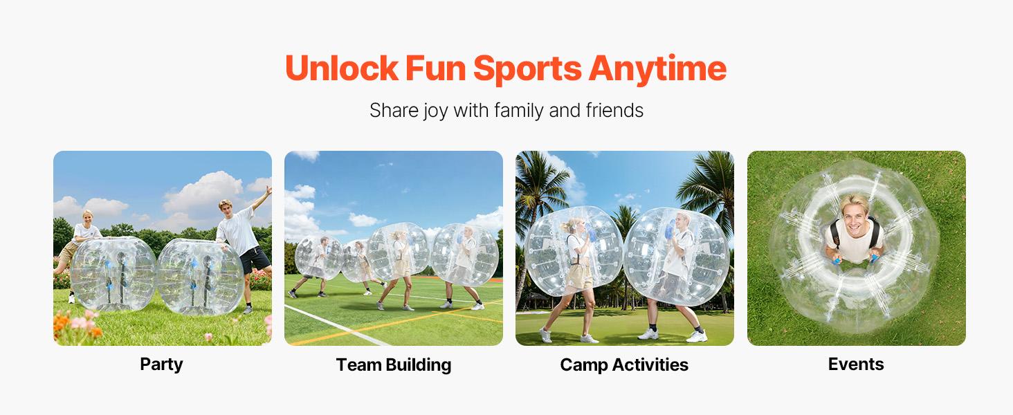 VEVOR Inflatable Bumper Ball 1-Pack, 5FT/1.5M Body Sumo Zorb Balls for Teen Adult, 0.8mm Thick PVC Human Hamster Bubble Balls for Outdoor Team Gaming Play, Bumper Bopper Toys for Garden, Yard, Park