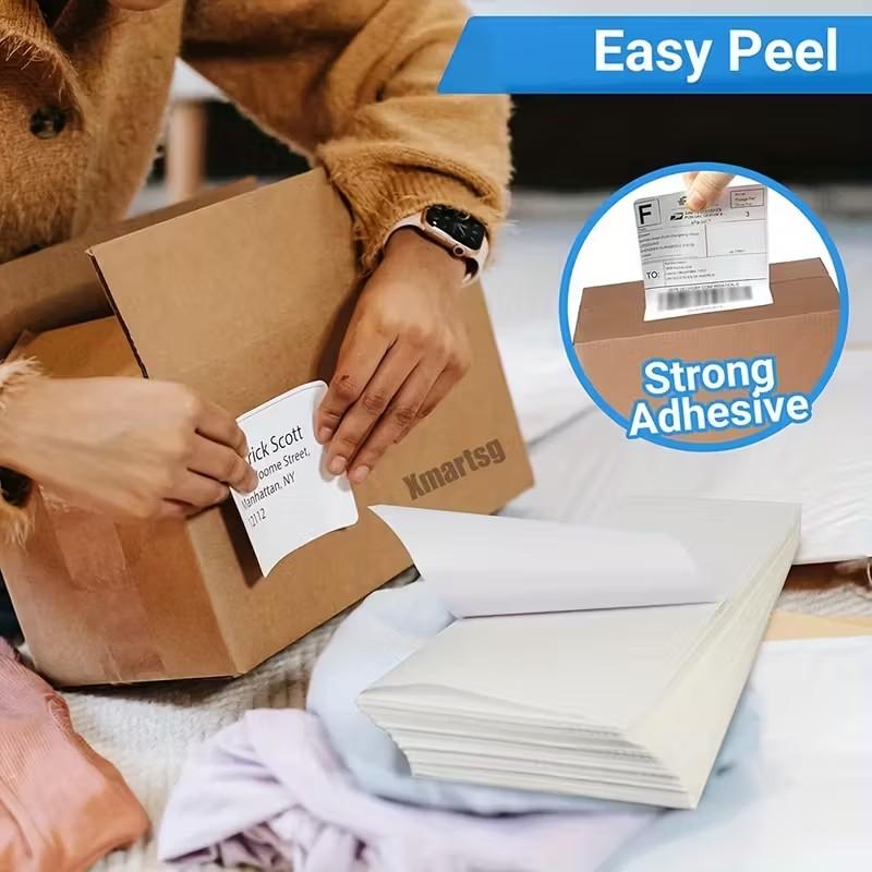 High-Quality Thermal Label Paper 4x6 Inches, Suitable for Thermal Printers, Logistics, Transportation, Warehouse Management, 500 Sheets Pack