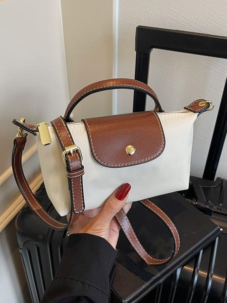 Simple retro contrast color shoulder handbag, metal snap embellishment adjustable shoulder strap crossbody bag, Crossbody Purses, fashionable and versatile, small and exquisite, suitable for daily outings, dates, etc.