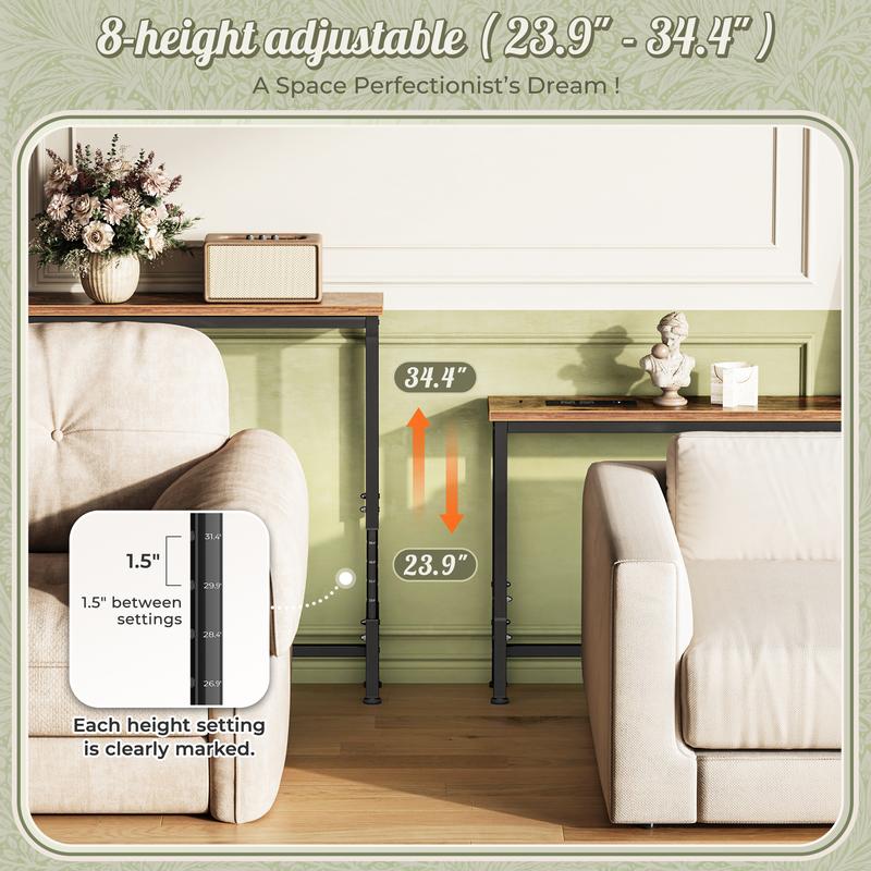 SUPERJARE Long Couch Table with Outlet, Sofa Table with Charging Station, Narrow Hallway Entryway Table, Behind Couch Table, for Living Room SUPERJARE Long Couch Table with Outlet, Sofa Table with Charging Station, Narrow Hallway Entryway Table, Behind Couch Table, for Living Room