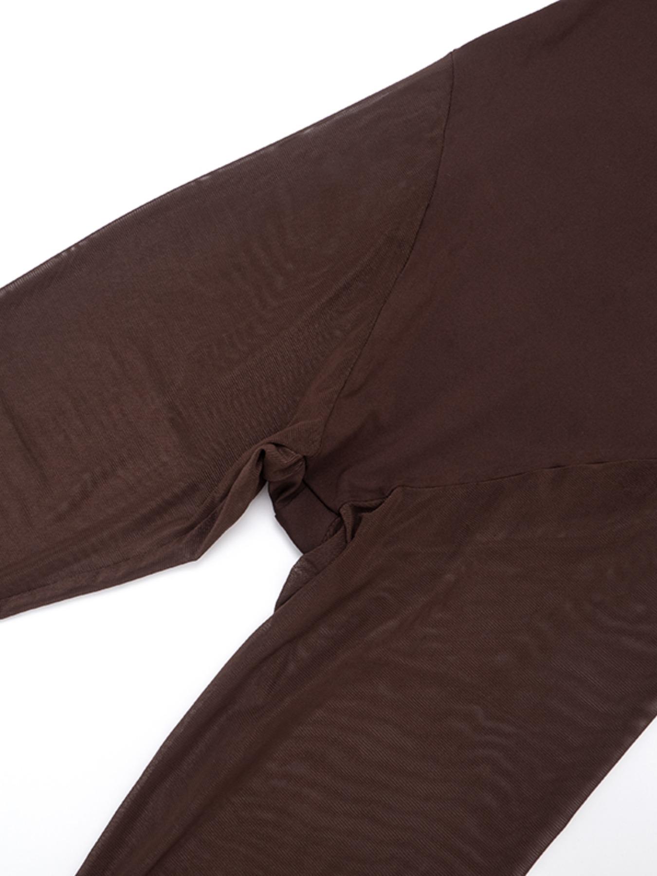 Women's Fashion Mesh Jumpsuit with Trendy Collar and Tie Design, Versatile for Single Wear & Layering, All-Season Comfortable