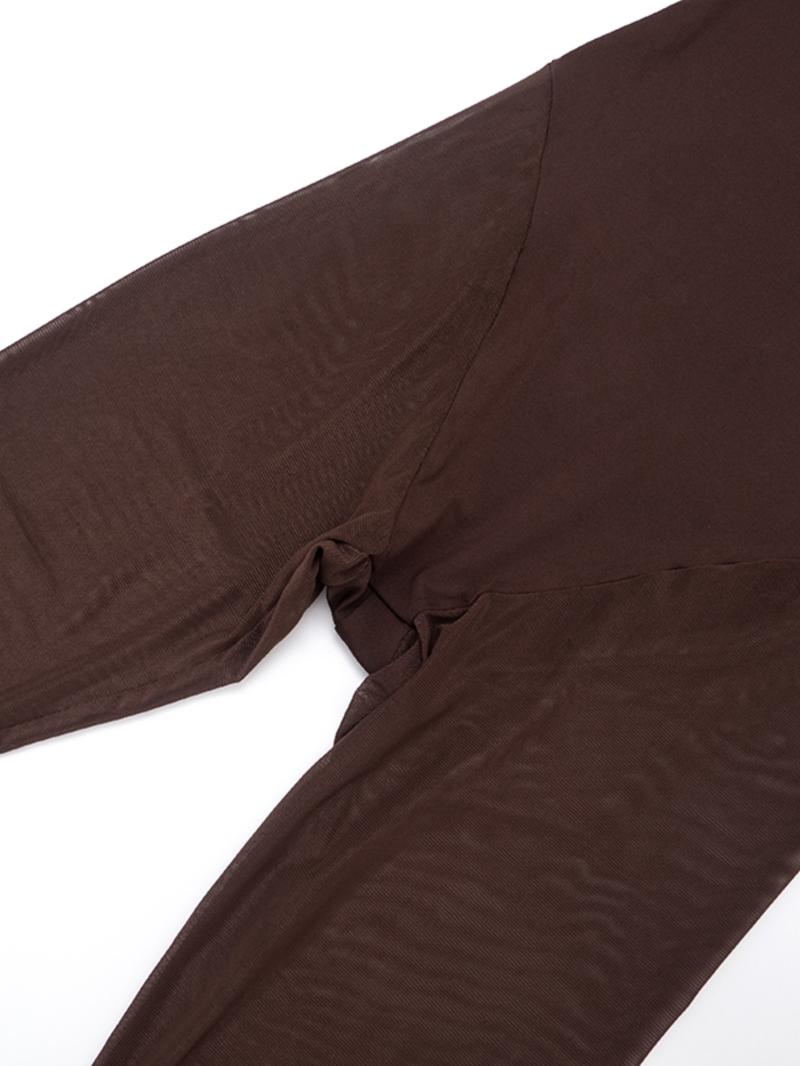 Women's Fashion Mesh Jumpsuit with Trendy Collar and Tie Design, Versatile for Single Wear & Layering, All-Season Comfortable