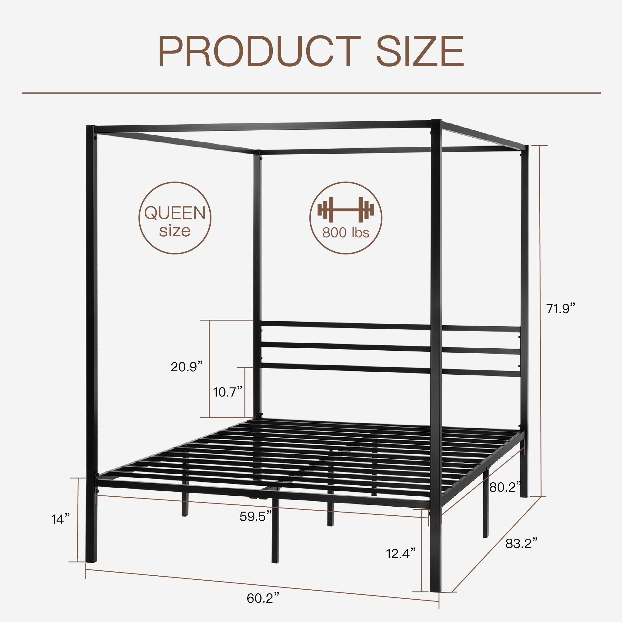 MUTICOR Metal Canopy Bed Frame, Full/Queen, Sturdy and Durable, No Mattress & No Curtains, No Box Spring Needed#TikTokShopBlackFriday #ChristmasGifts