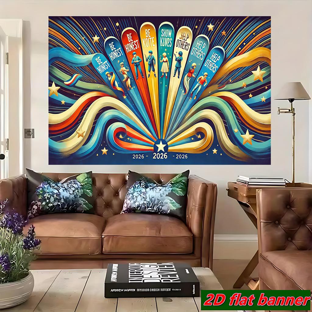 2D Flat - 1pc 2D Flat Banner | Honesty Kindness Future, Durable Polyester Photographic Hanging Cloth, Suitable for Event Decorations at Family Gatherings, Birthday Parties, Weddings, Anniversaries, Graduations, and More (No Electricity Required)