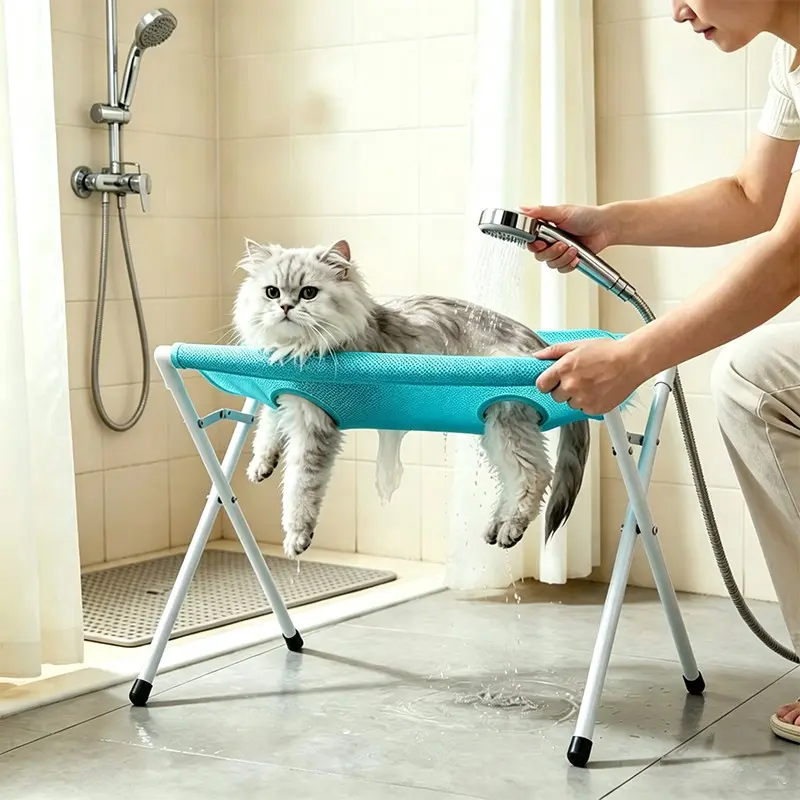 1pc Foldable Pet Grooming Hammock with| Stand for Dog Grooming Hammock - Aluminium Alloy Support Suitable Support for Nail Trimming, Bathing & Care, No Hook Needed