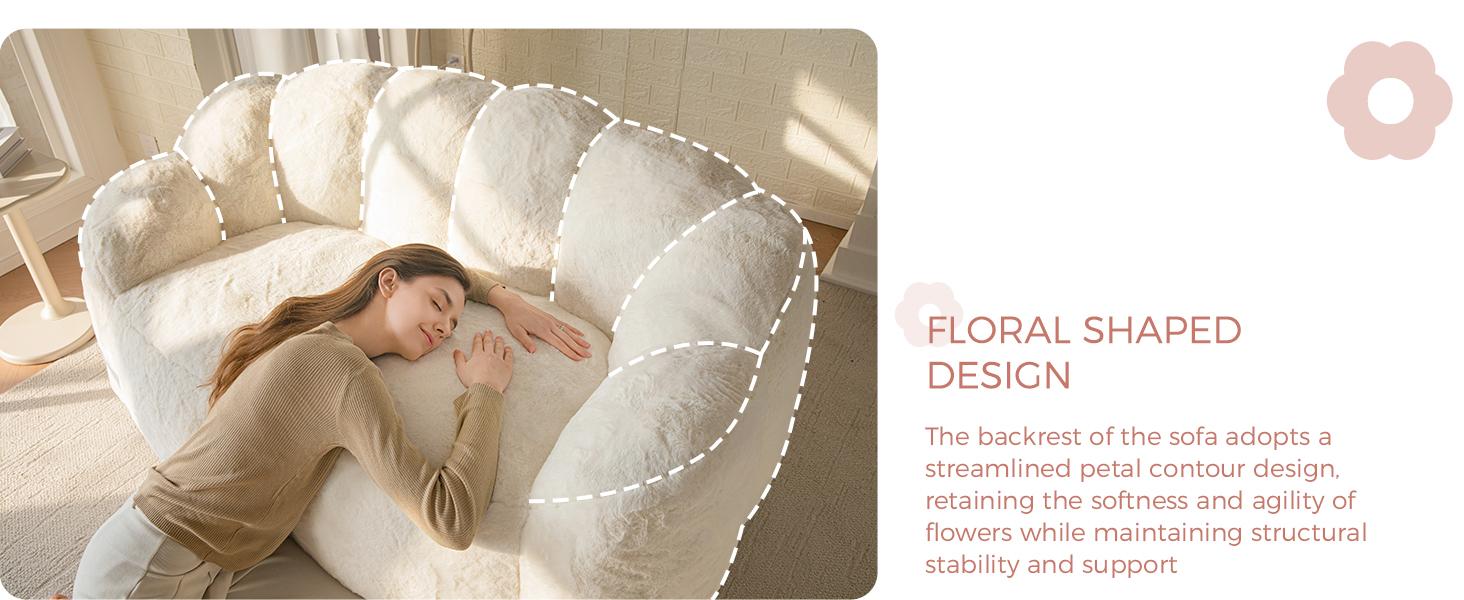 MAXYOYO Bean Bag Chair for Adults, Loveseat Floral Shaped Bean Bag Sofa, Ultra Soft Love Seat Mini Sofa Couch, Faux Fur Reading Chair for Living Room Bedroom MAXYOYO Bean Bag Chair for Adults, Loveseat Floral Shaped Bean Bag Sofa, Ultra Soft Love Seat Mini Sofa Couch, Faux Fur Reading Chair for Living Room Bedroom