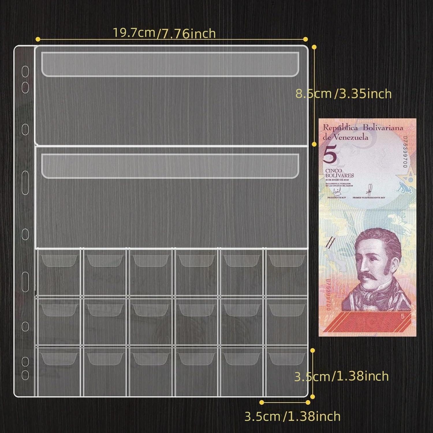 Coin Collection Album, Large Capacity Coin Currency Holder, 2-In-1 Stamp Bill Book, Coin Storage Album for Bills, Pennies, 25 Cent Coins