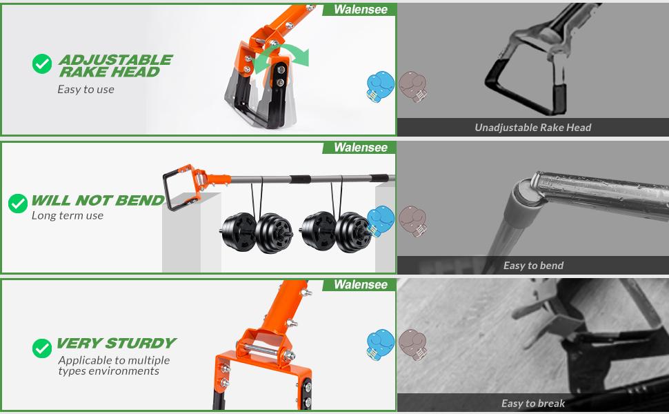 Walensee Garden Hoe for Weeding Action Hoe and Stirrup Hoe for Flower Bed, Adjustable Hula-Hoe, Scuffle Loop Hoe for Gardening Weeder Cultivator