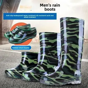 Tall Tube Camouflage Rain Boots Adult Waterproof and Non-slip Men's Camouflage Rain Shoes Water Shoes Botas Para Lluvia