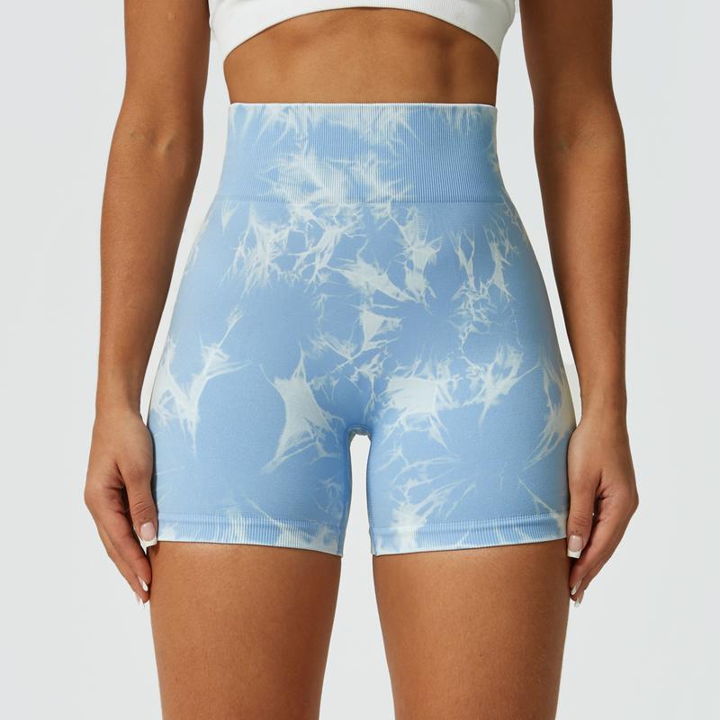 NcmRyu Women's Tie-Dye Booty-Lifting Shorts - Buttery Soft 4-Way Stretch Anti-Roll Waistband Breathable Activewear Yoga Gym Streetwear women