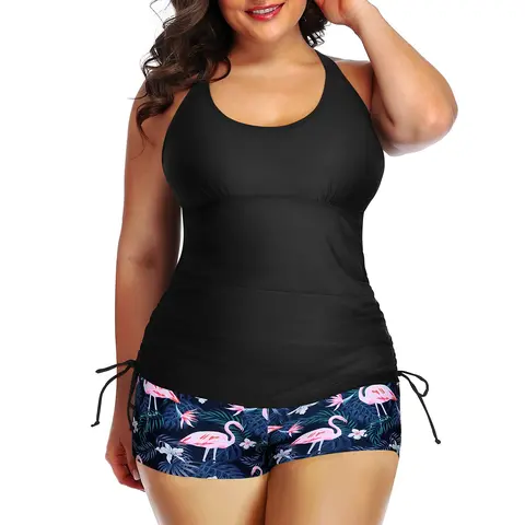 Yonique Women Plus Size Tankini with Shorts Two Piece Bathing Suits Athletic Swimsuits Tummy Control Swimwear