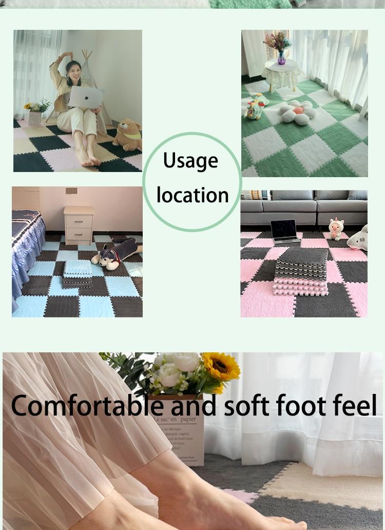 24-Piece Long Pile Patchwork Rug Set, Washable Floor Mat, Interlocking Mats for Bedroom & Living Room, Home Use, 6mm Eva Foam Base, Carpet Mats