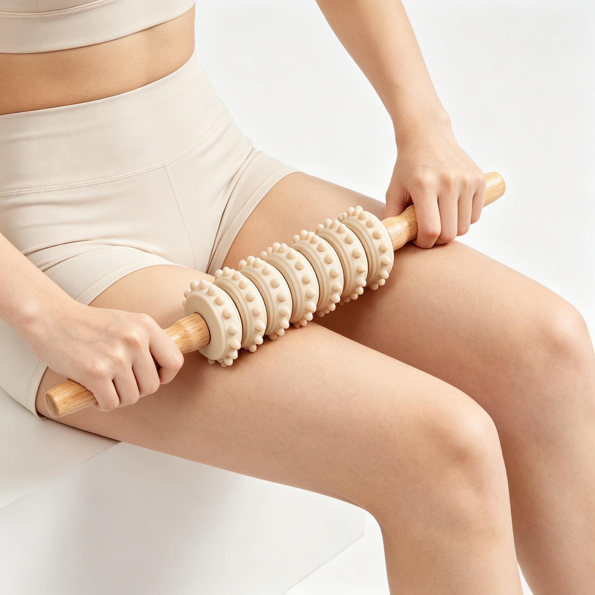 Full Body Use Wooden Roller Massager Back Pusher Yoga Stick Muscle Relaxation Massage Tool, Pain Relief & Stress Reduction Device