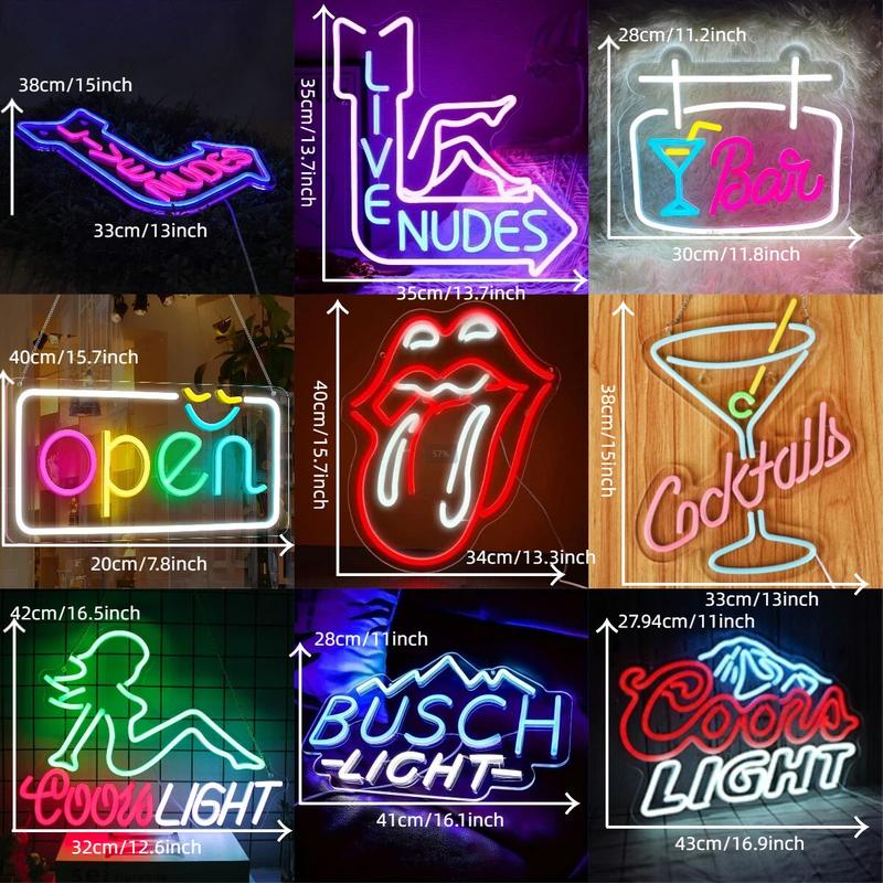 Bar Neon Sign Light, Cool LED Sign, and Blue, Adjustable Brightness, USB Wall Decor Art Atmosphere Lamp, Bedroom, Living Room, Bar, Shop