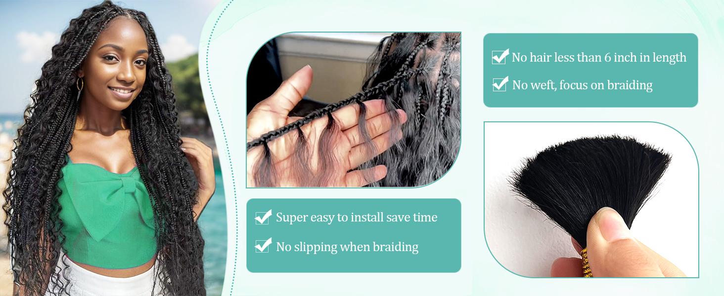 VIPbeauty Boho Human Braiding Hair Burmese Curly Bulk for Daughter/Friend For Bohemian Knotless Braids Natural Curly End No Weft 1/3 Bundles 100g/1 Bundles  1B Natural Black Salon-Quality