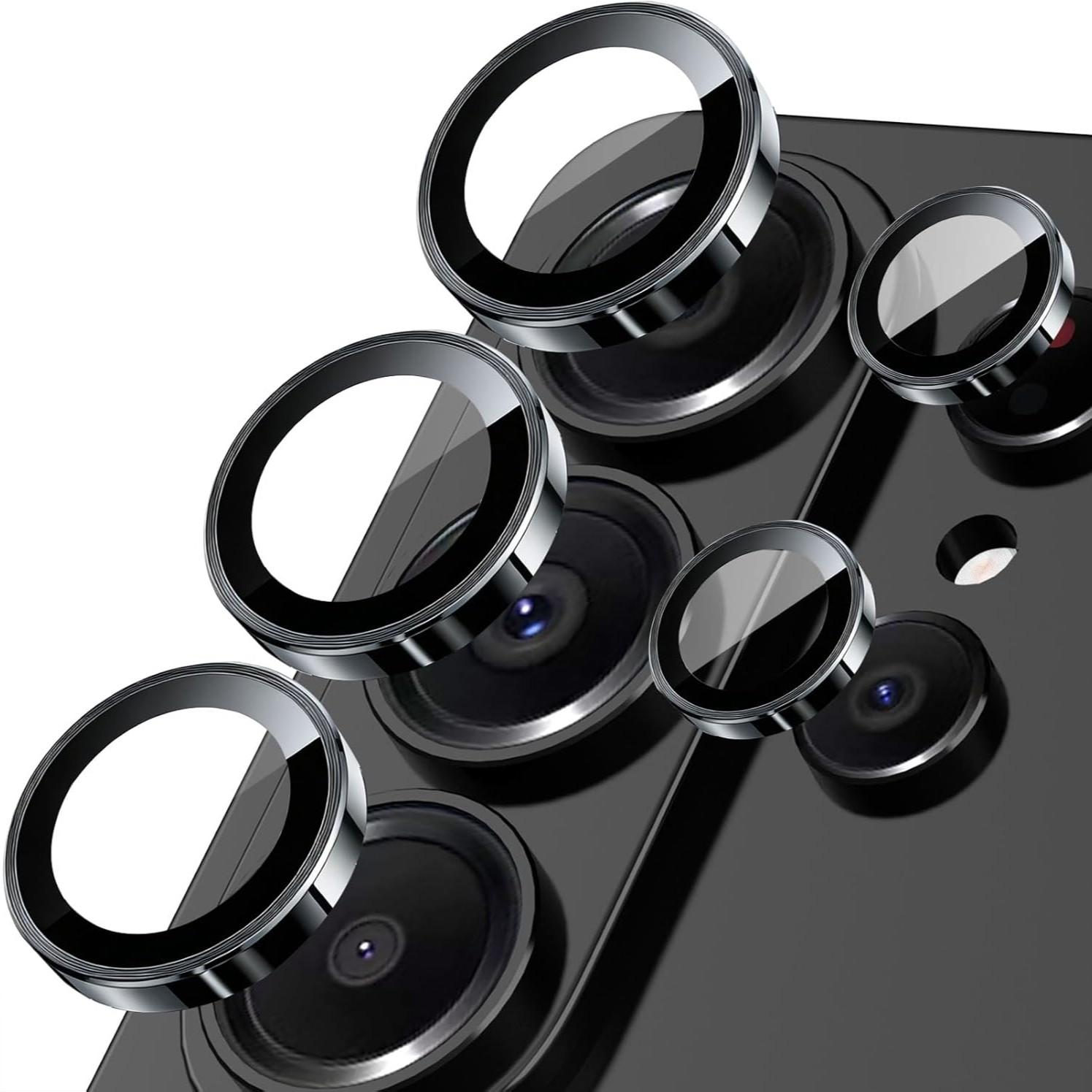 Camera Lens Protector for Samsung Galaxy S26 S25 S24 S23 Ultra Plus, Metal Aluminum CircleTempered Glass Camera Protector, Military Grade Shatterproof，Case Friendly, Accessories Lens Protector-Black