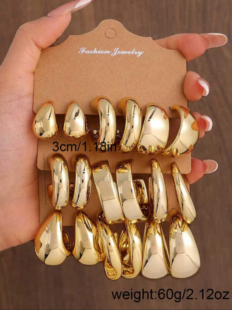 Women's Fashion Earrings Set, High Quality Earrings, C-Shaped Water Drop Design, Multiple Styles & Colors, Perfect for Daily Wear & Gift Ideas