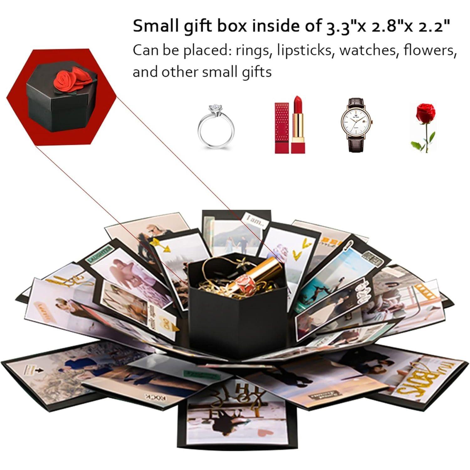 Explosion DIY Gift Set, Exploding Love Box for Couples, Sentimental Gift for Wedding, Birthday Party, Boyfriend, Girlfriend, Scrapbook Style Photo Album, Memory Box