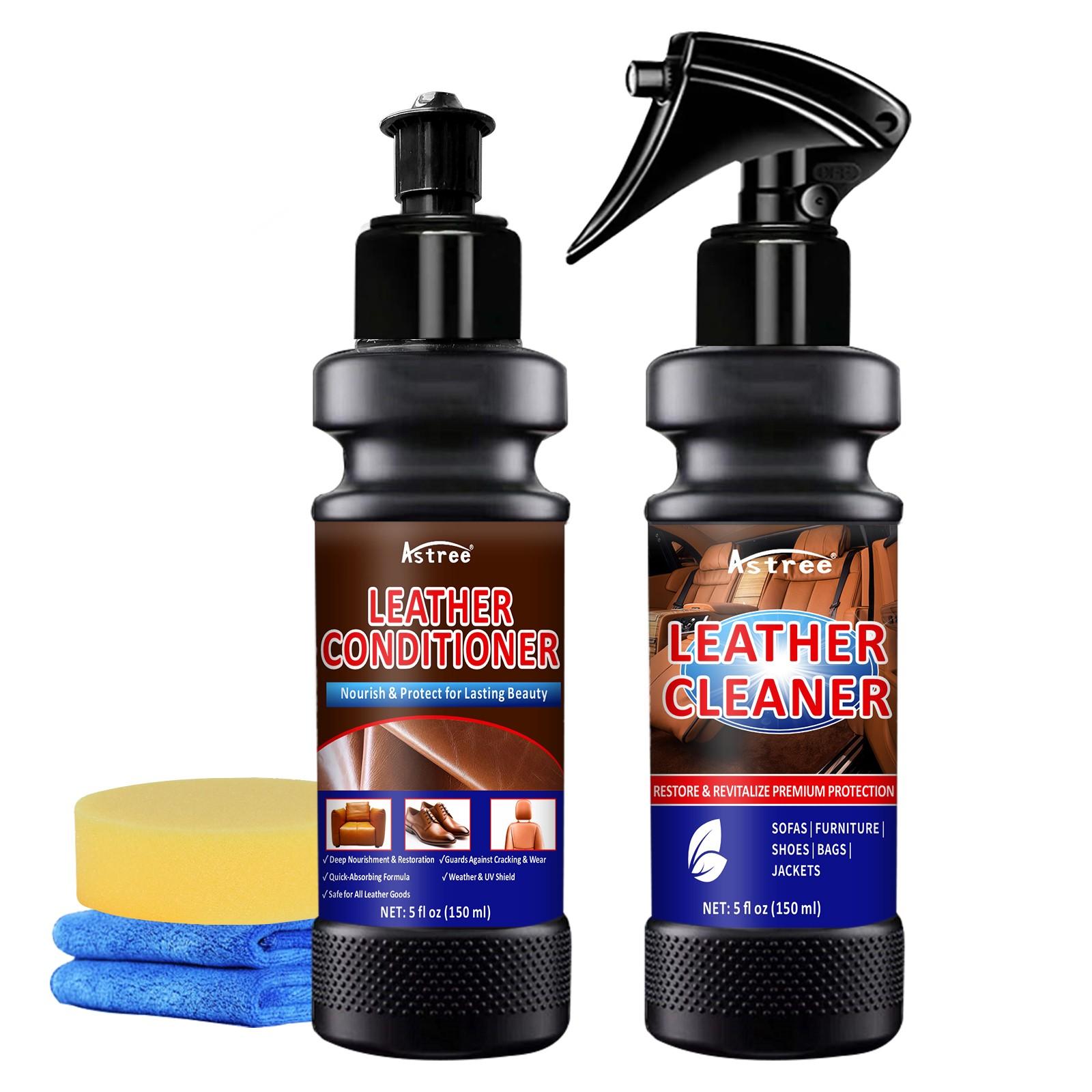 Car Leather Care Spray, Interior Seat Conditioning Lotion, Refinish & Nourish, 150ML + 150ML Set