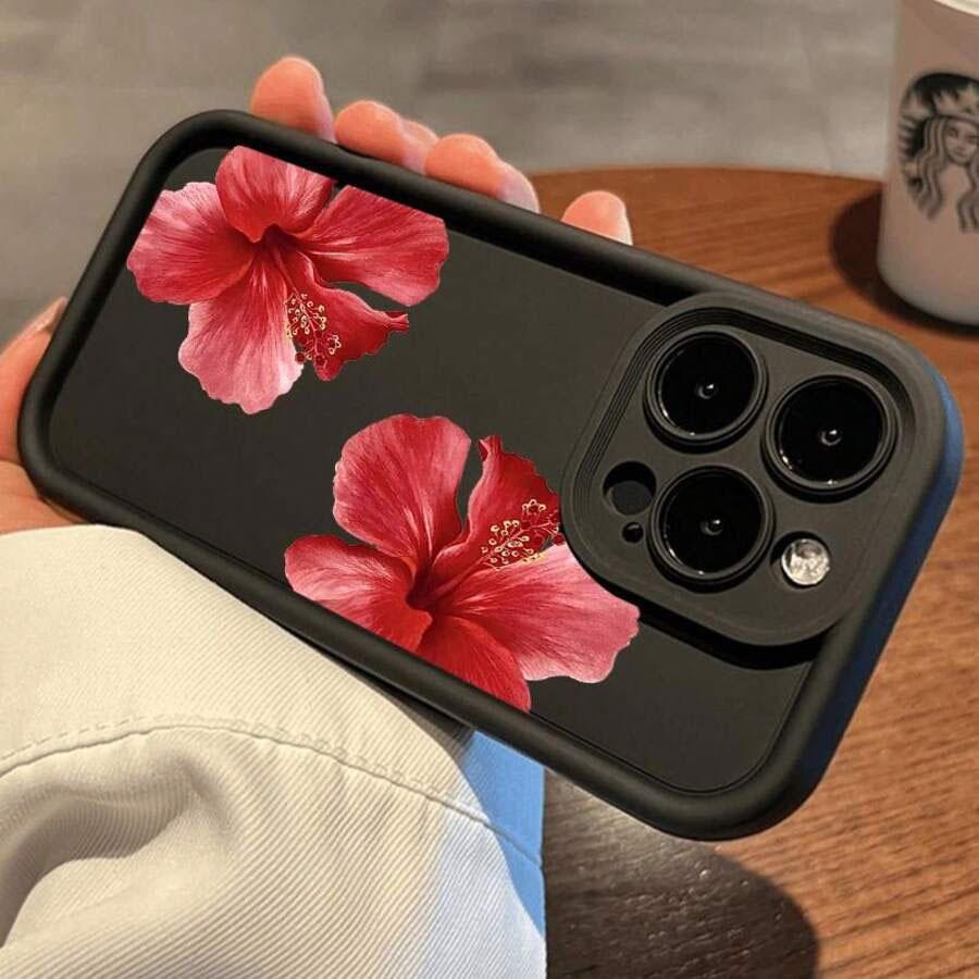2 Piece Set Peony Pattern Tpu Phone Case, Shockproof Soft Cover for iPhone 11/12/13/14 Pro Max/15 Pro/16 Plus/16 Pro Max