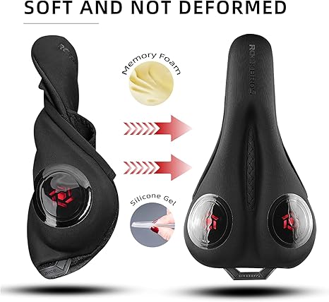 ROCKBROS Gel Padded Narrow Bike Seat Cushion Cover for Peloton Spin Bikes, Cycling Sports & Outdoor Leisure Equipment